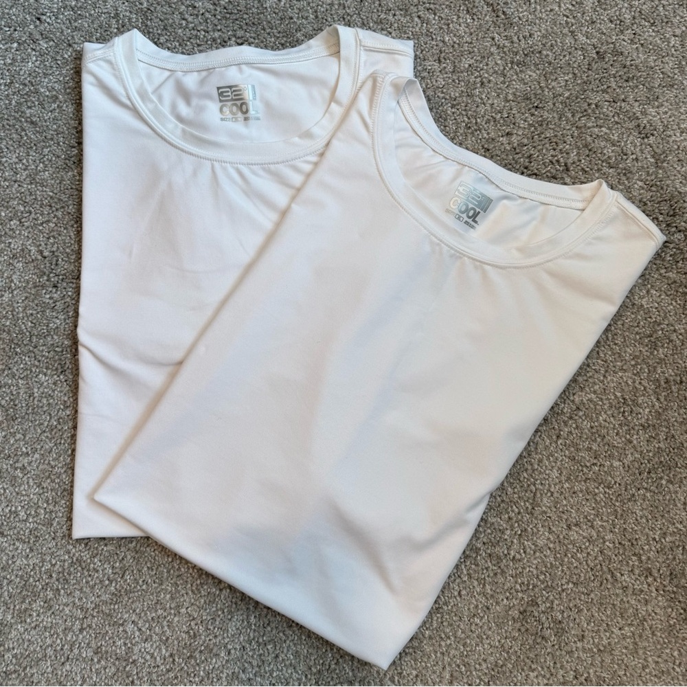 32 Degrees Cool White Crew Neck Tees